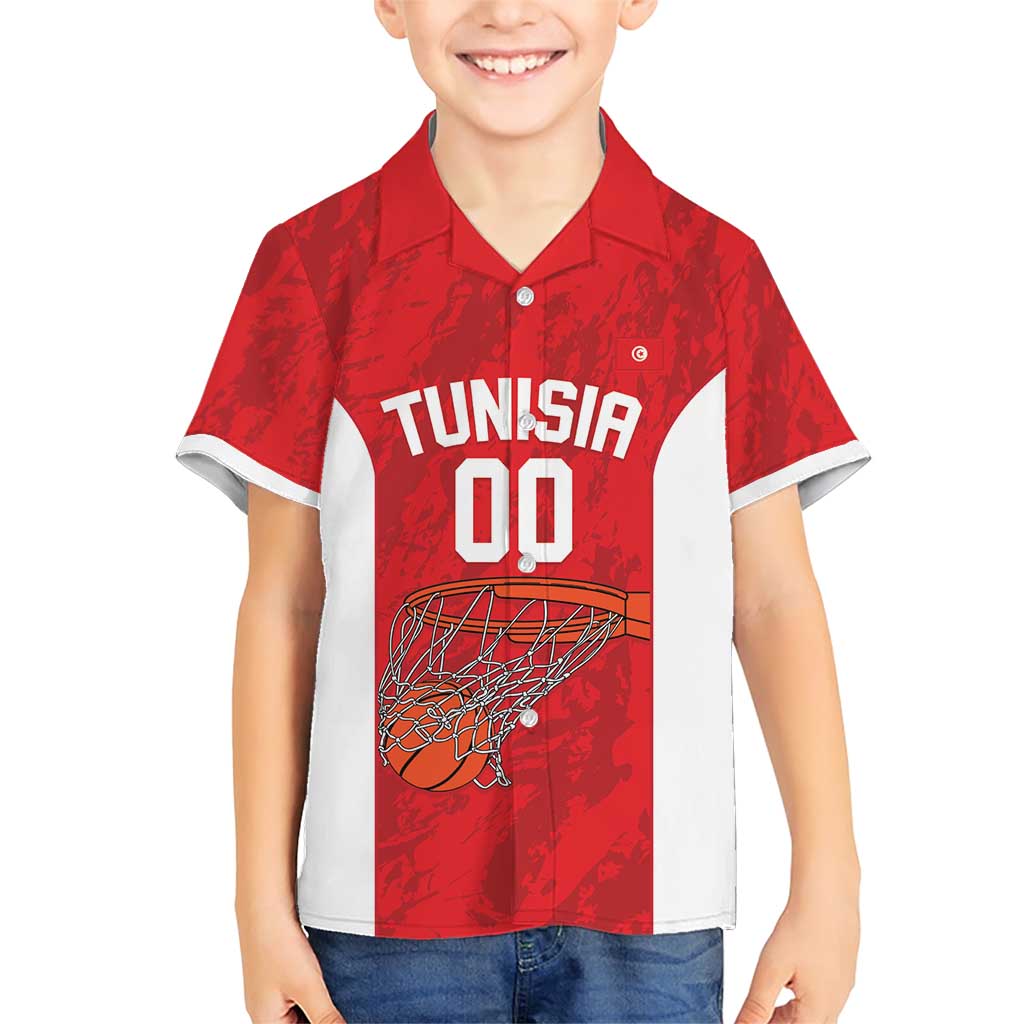 Tunisia Basketball Custom Family Matching Short Sleeve Bodycon Dress and Hawaiian Shirt Go Champions Eagles of Carthage - Wonder Print Shop