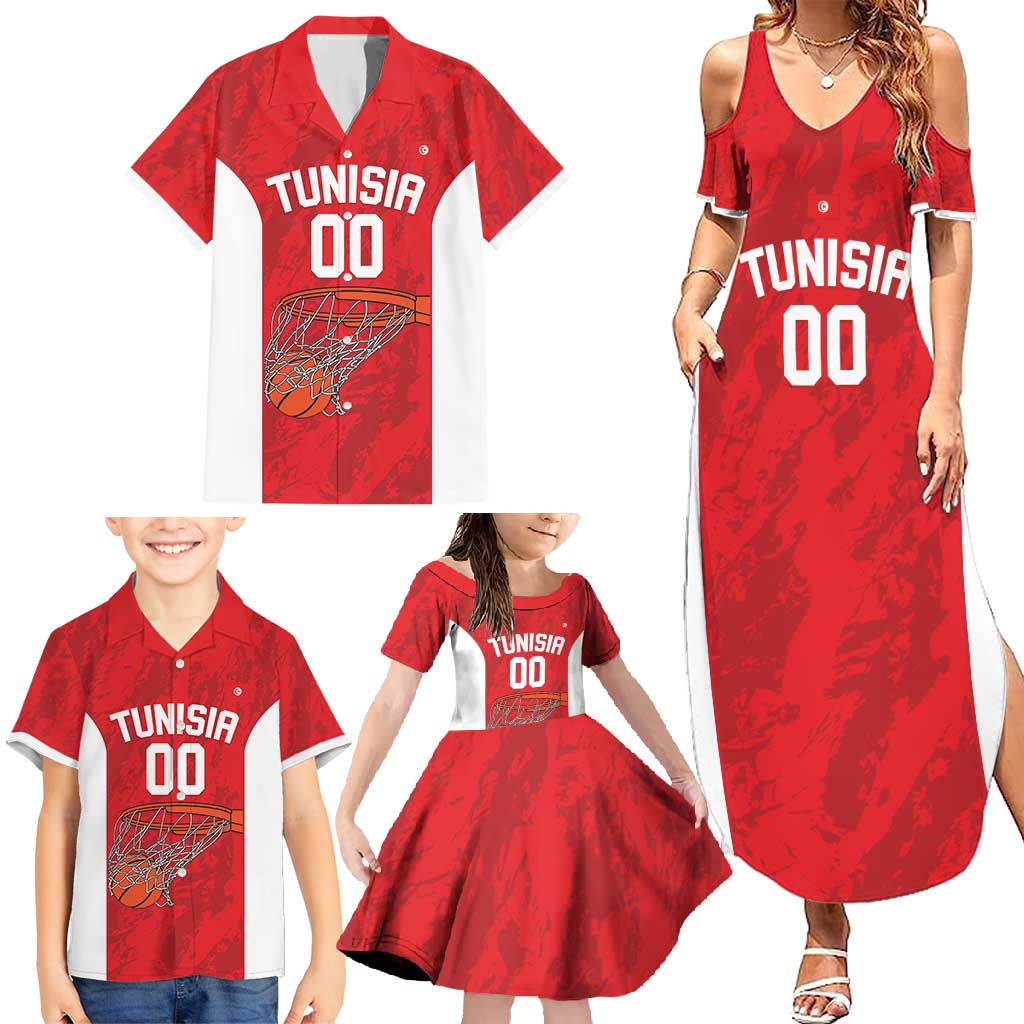 Tunisia Basketball Custom Family Matching Summer Maxi Dress and Hawaiian Shirt Go Champions Eagles of Carthage - Wonder Print Shop