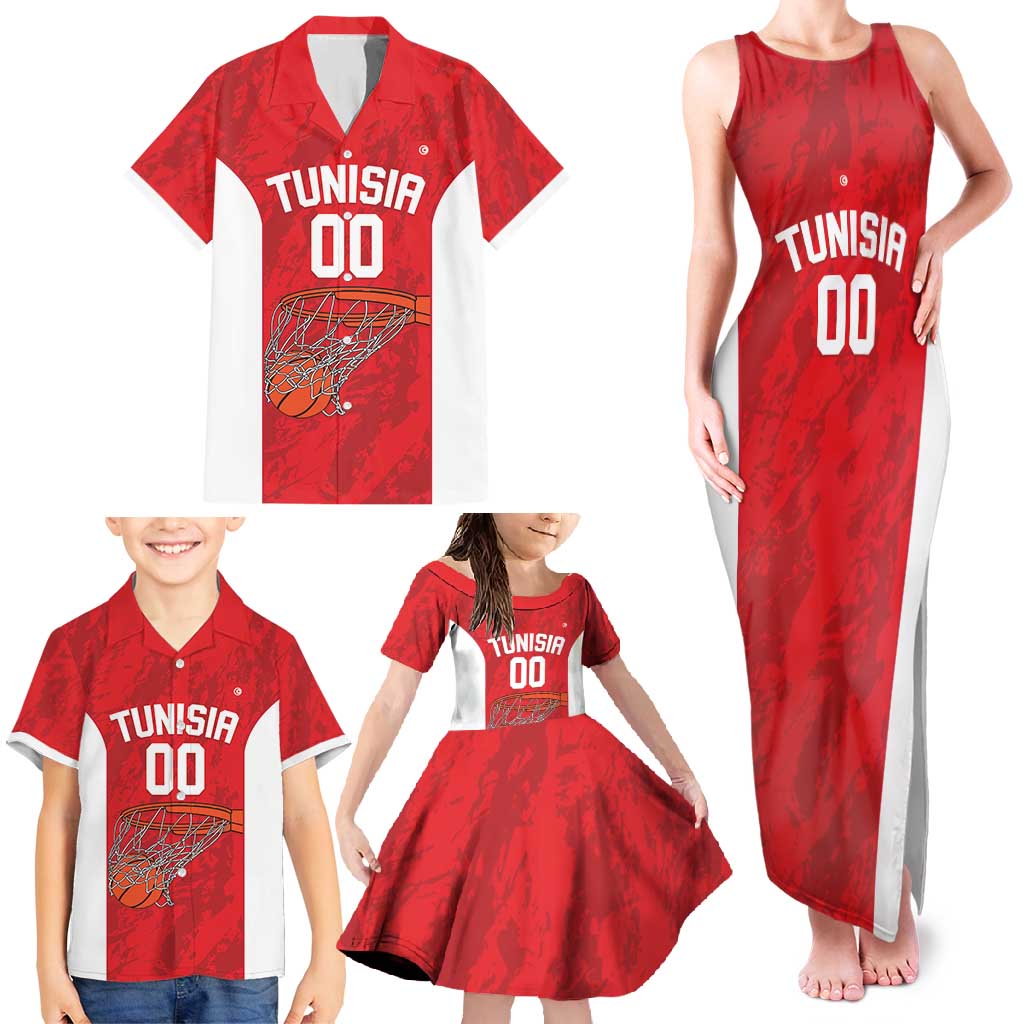 Tunisia Basketball Custom Family Matching Tank Maxi Dress and Hawaiian Shirt Go Champions Eagles of Carthage - Wonder Print Shop
