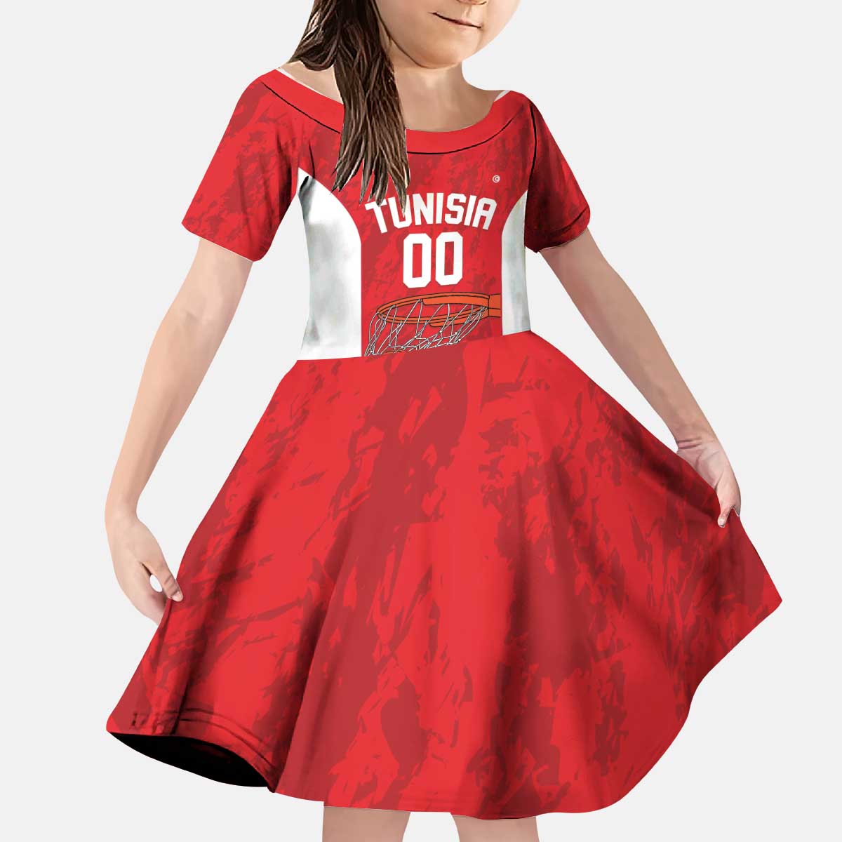 Tunisia Basketball Custom Kid Short Sleeve Dress Go Champions Eagles of Carthage - Wonder Print Shop
