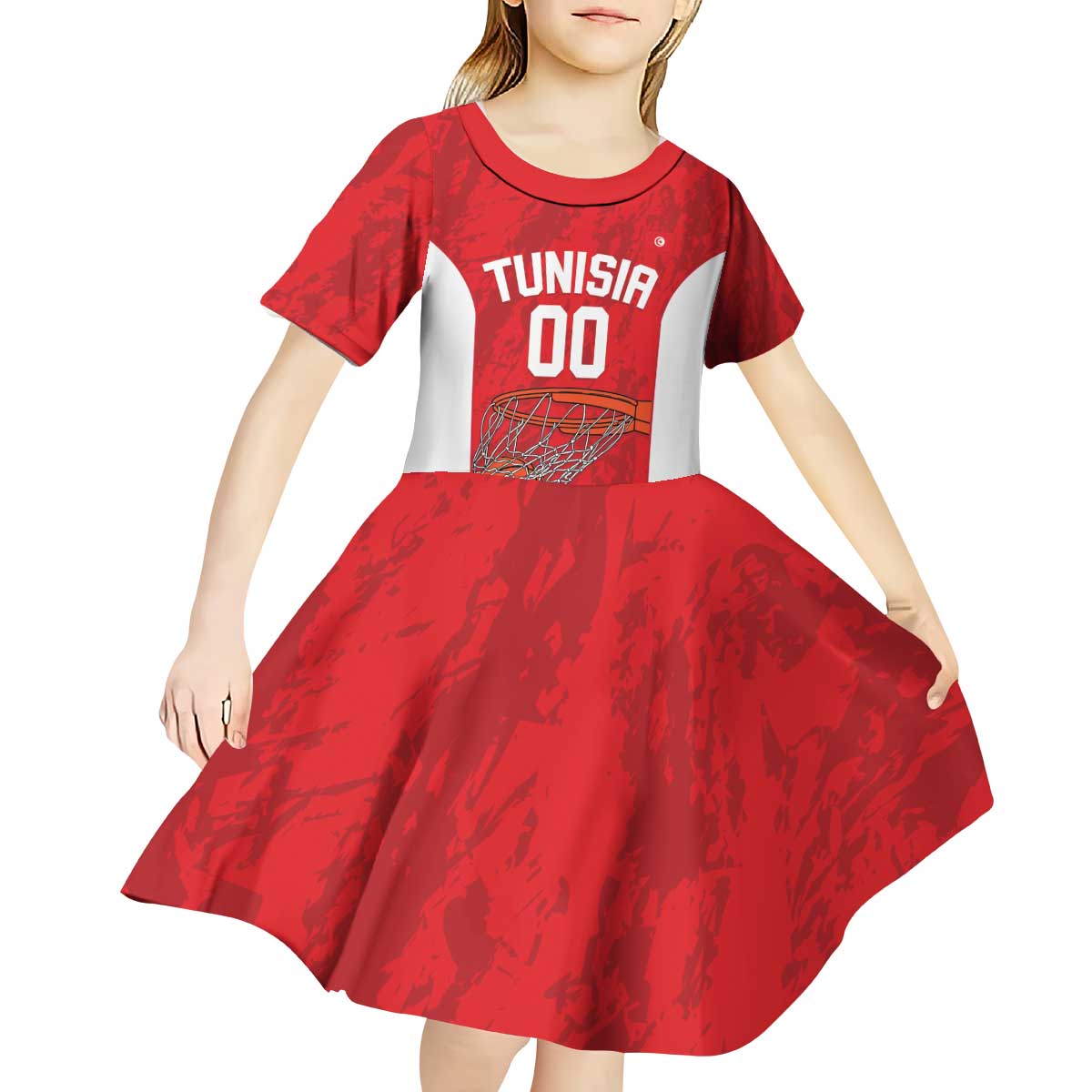 Tunisia Basketball Custom Kid Short Sleeve Dress Go Champions Eagles of Carthage - Wonder Print Shop