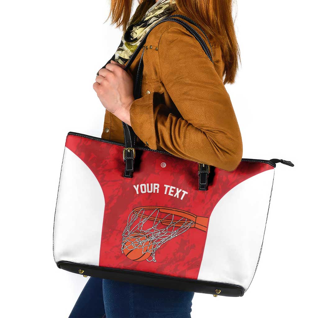 Tunisia Basketball Custom Leather Tote Bag Go Champions Eagles of Carthage - Wonder Print Shop