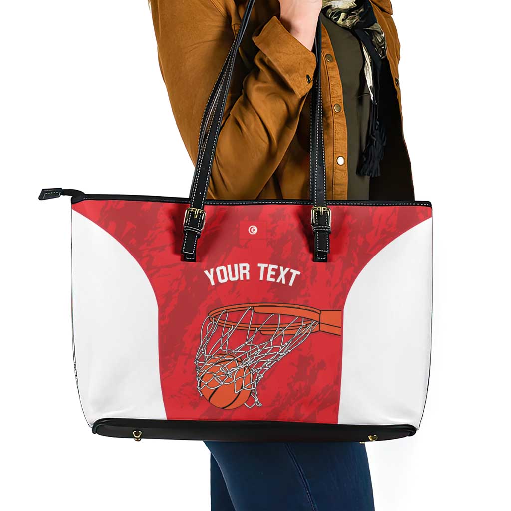 Tunisia Basketball Custom Leather Tote Bag Go Champions Eagles of Carthage - Wonder Print Shop