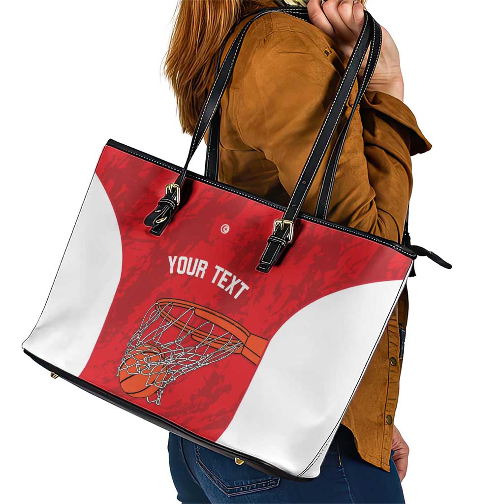 Tunisia Basketball Custom Leather Tote Bag Go Champions Eagles of Carthage - Wonder Print Shop