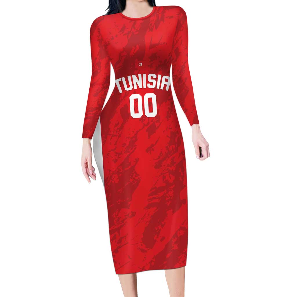 Tunisia Basketball Custom Long Sleeve Bodycon Dress Go Champions Eagles of Carthage - Wonder Print Shop