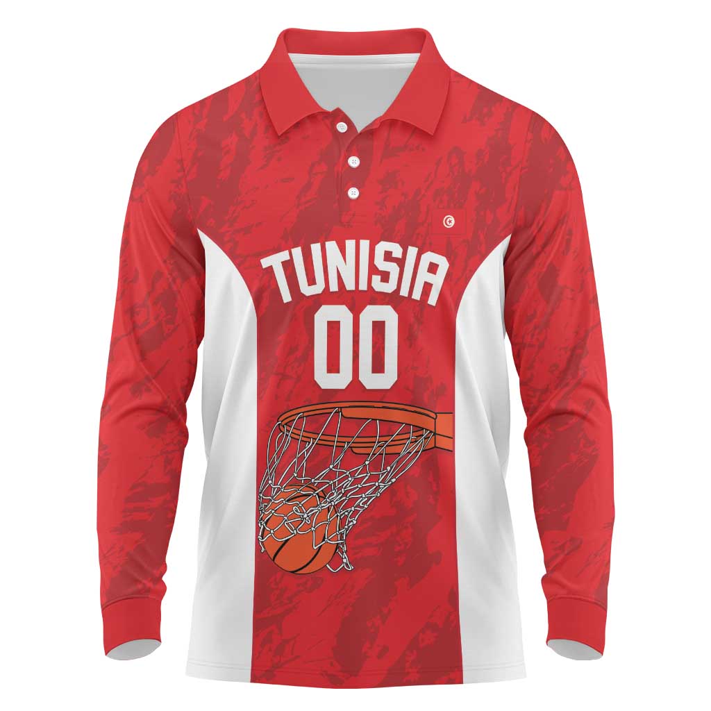 Tunisia Basketball Custom Long Sleeve Polo Shirt Go Champions Eagles of Carthage - Wonder Print Shop