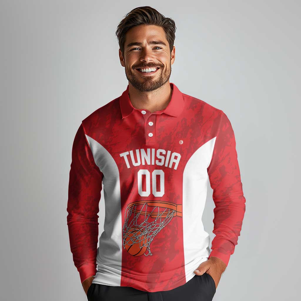 Tunisia Basketball Custom Long Sleeve Polo Shirt Go Champions Eagles of Carthage - Wonder Print Shop