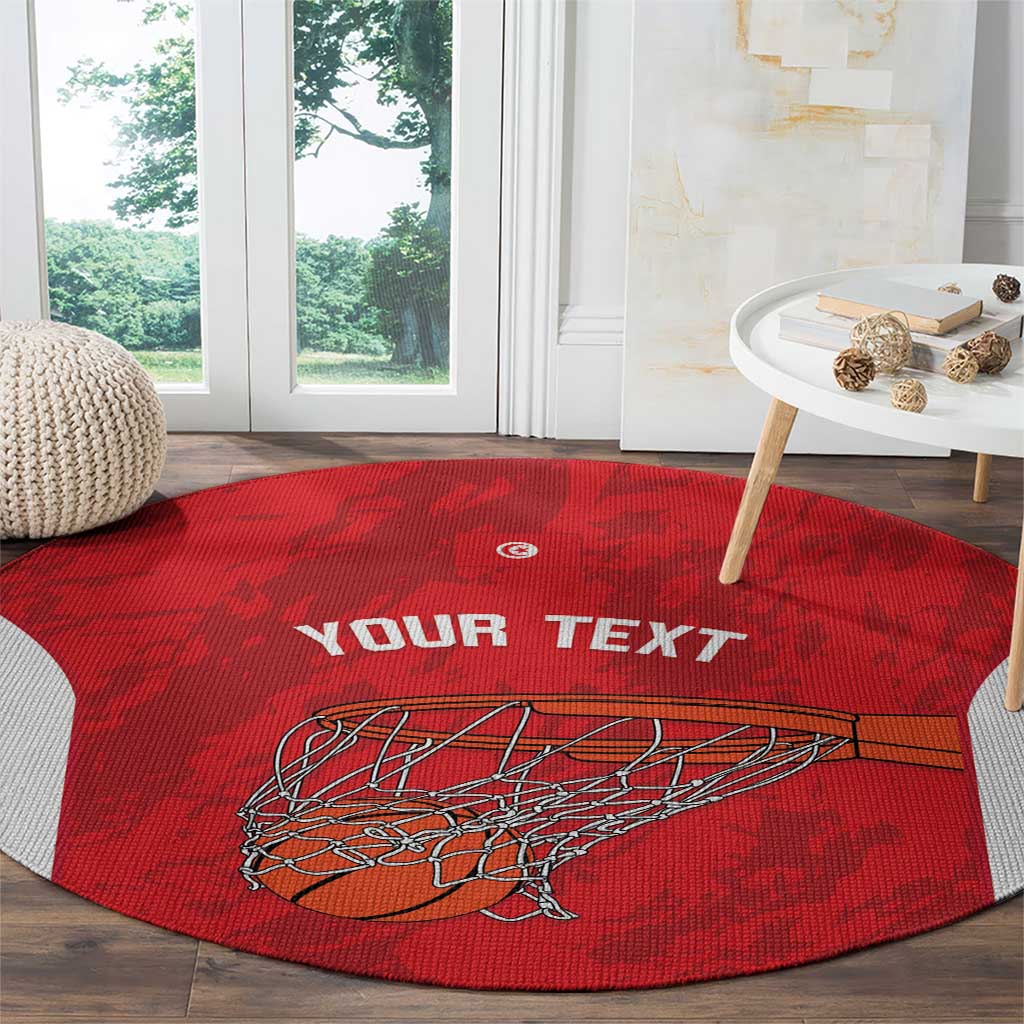 Tunisia Basketball Custom Round Carpet Go Champions Eagles of Carthage - Wonder Print Shop
