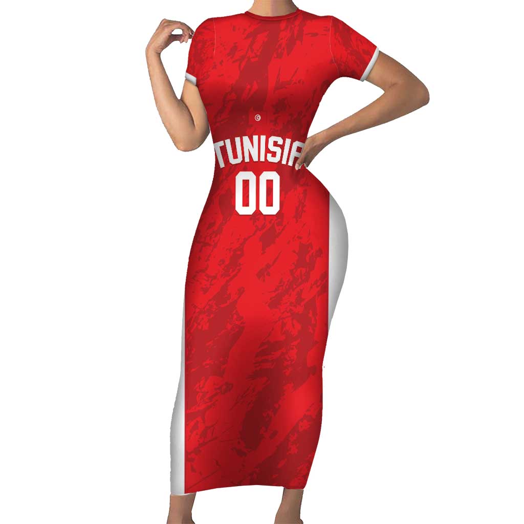 Tunisia Basketball Custom Short Sleeve Bodycon Dress Go Champions Eagles of Carthage - Wonder Print Shop