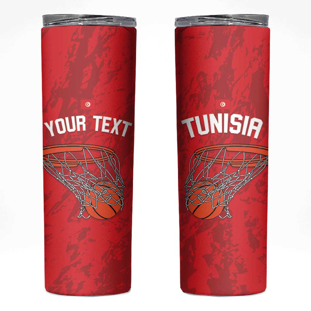 Tunisia Basketball Custom Skinny Tumbler Go Champions Eagles of Carthage - Wonder Print Shop