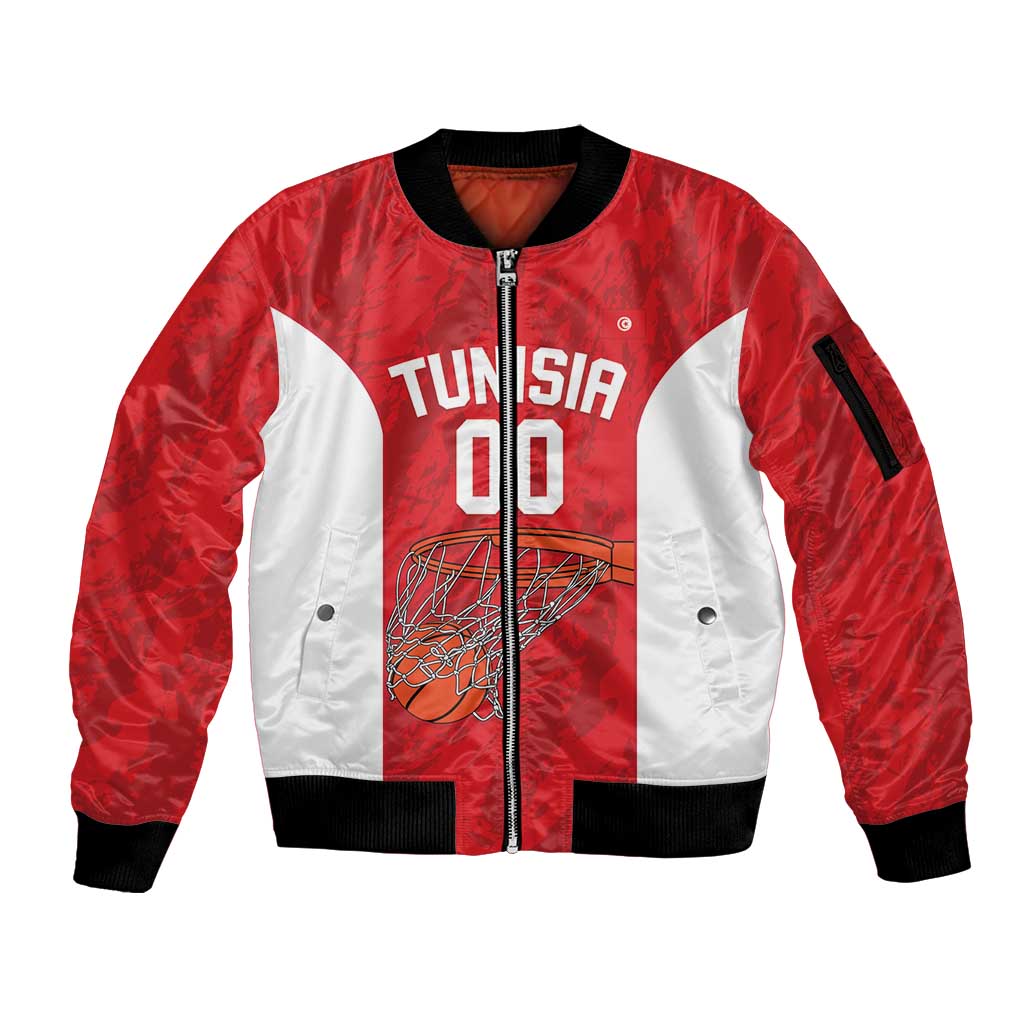 Tunisia Basketball Custom Sleeve Zip Bomber Jacket Go Champions Eagles of Carthage - Wonder Print Shop