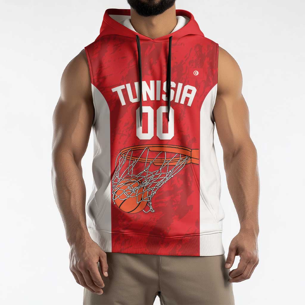 Tunisia Basketball Custom Sleeveless Hoodie Go Champions Eagles of Carthage - Wonder Print Shop