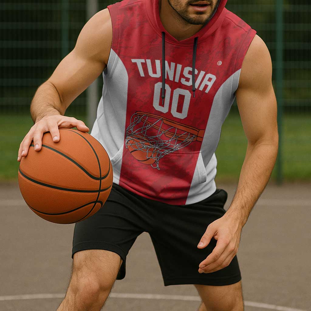 Tunisia Basketball Custom Sleeveless Hoodie Go Champions Eagles of Carthage - Wonder Print Shop