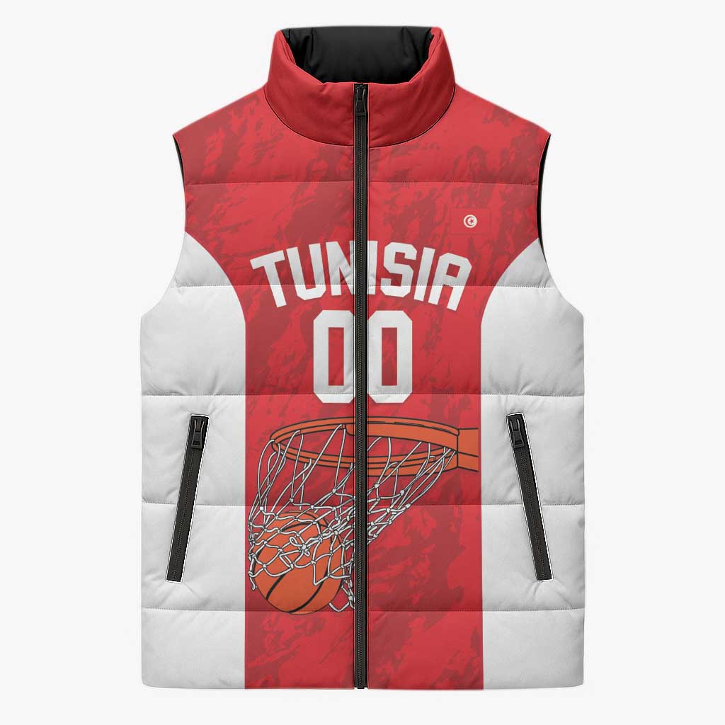 Tunisia Basketball Custom Sleeveless Puffer Jacket Go Champions Eagles of Carthage - Wonder Print Shop