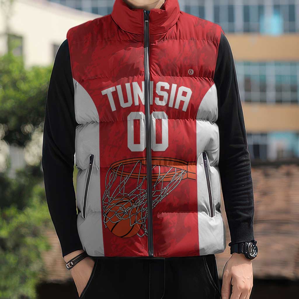 Tunisia Basketball Custom Sleeveless Puffer Jacket Go Champions Eagles of Carthage - Wonder Print Shop