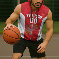 Tunisia Basketball Custom Sleeveless Zip Hoodie Go Champions Eagles of Carthage - Wonder Print Shop