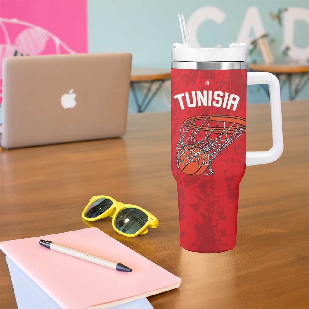Tunisia Basketball Custom Tumbler With Handle Go Champions Eagles of Carthage - Wonder Print Shop