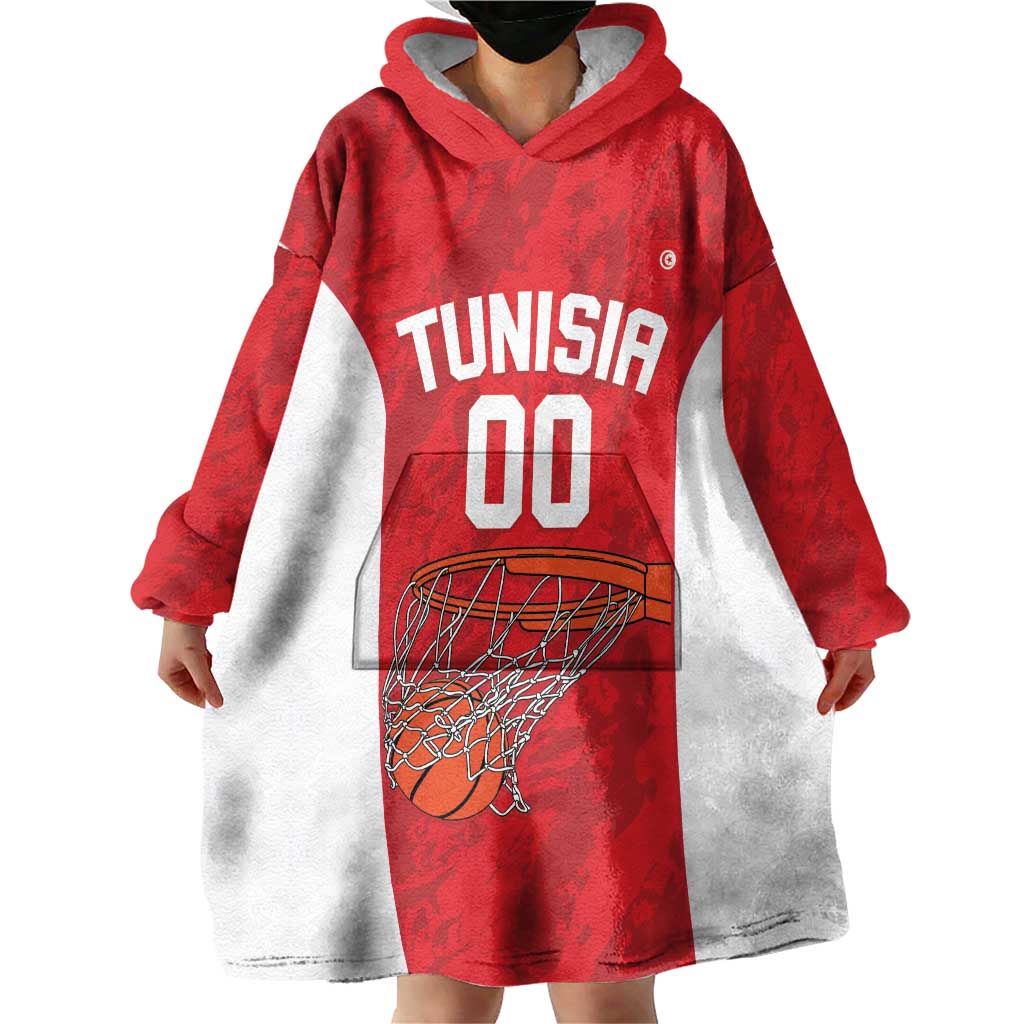 Tunisia Basketball Custom Wearable Blanket Hoodie Go Champions Eagles of Carthage - Wonder Print Shop