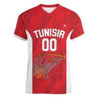 Tunisia Basketball Custom Women V-Neck T-Shirt Go Champions Eagles of Carthage - Wonder Print Shop