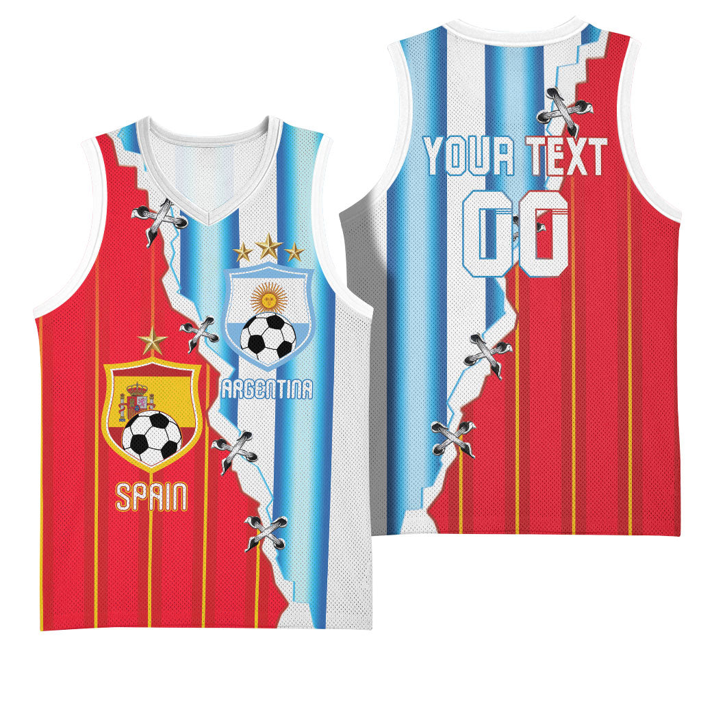 Custom Argentina Spain Football 2026 Basketball Jersey La Albiceleste La Roja Together