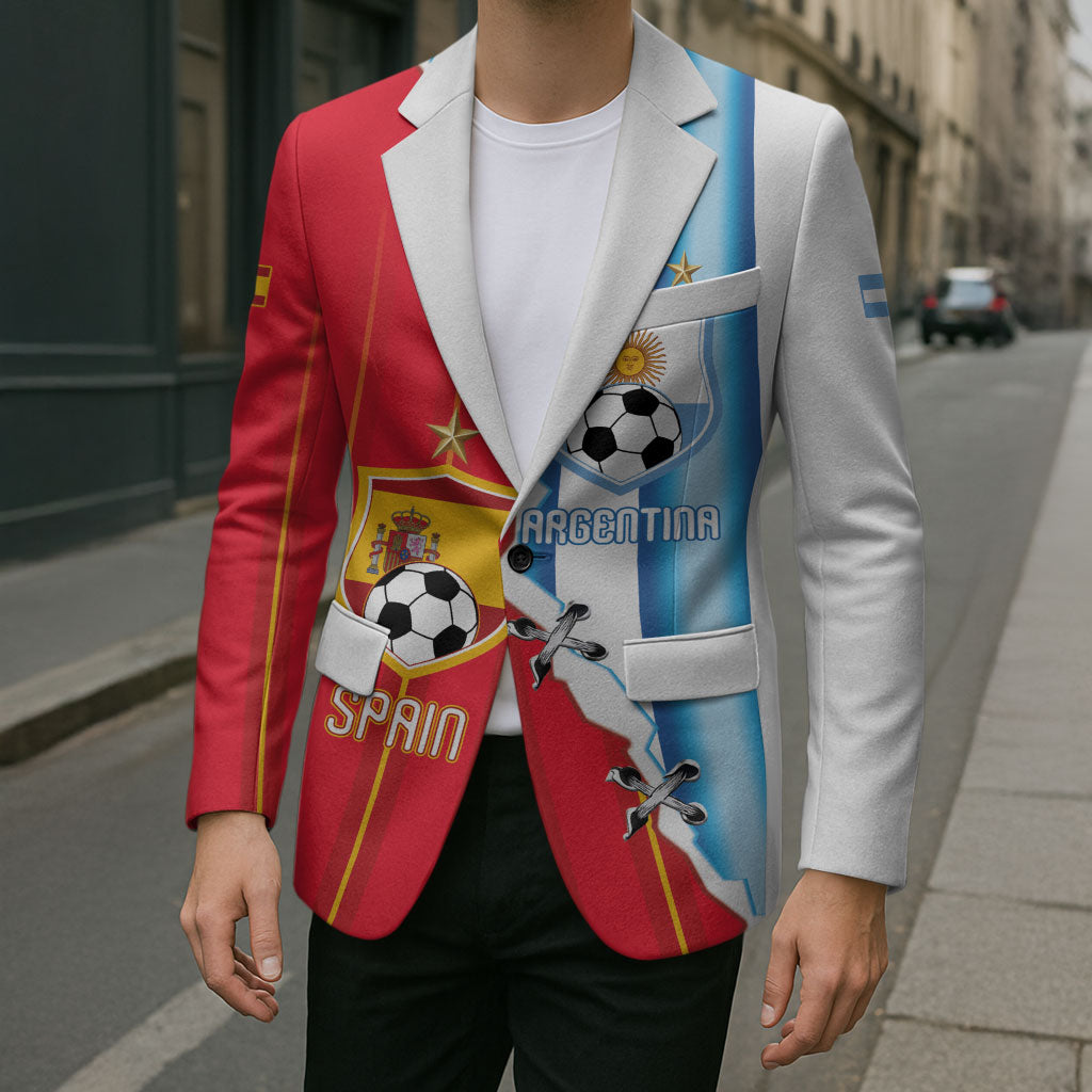 Custom Argentina Spain Football 2026 Blazer La Albiceleste La Roja Together