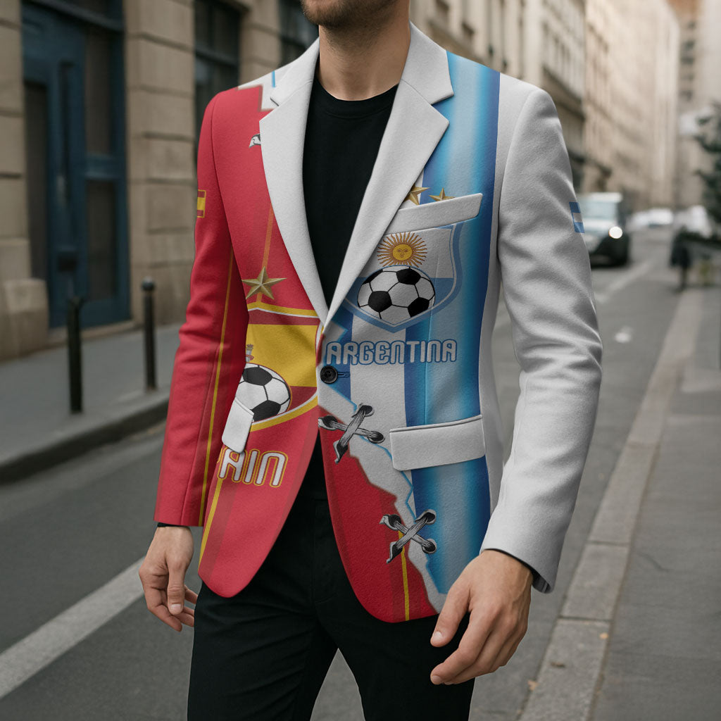 Custom Argentina Spain Football 2026 Blazer La Albiceleste La Roja Together