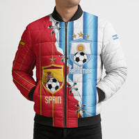 Custom Argentina Spain Football 2026 Bomber Puffer Jacket La Albiceleste La Roja Together