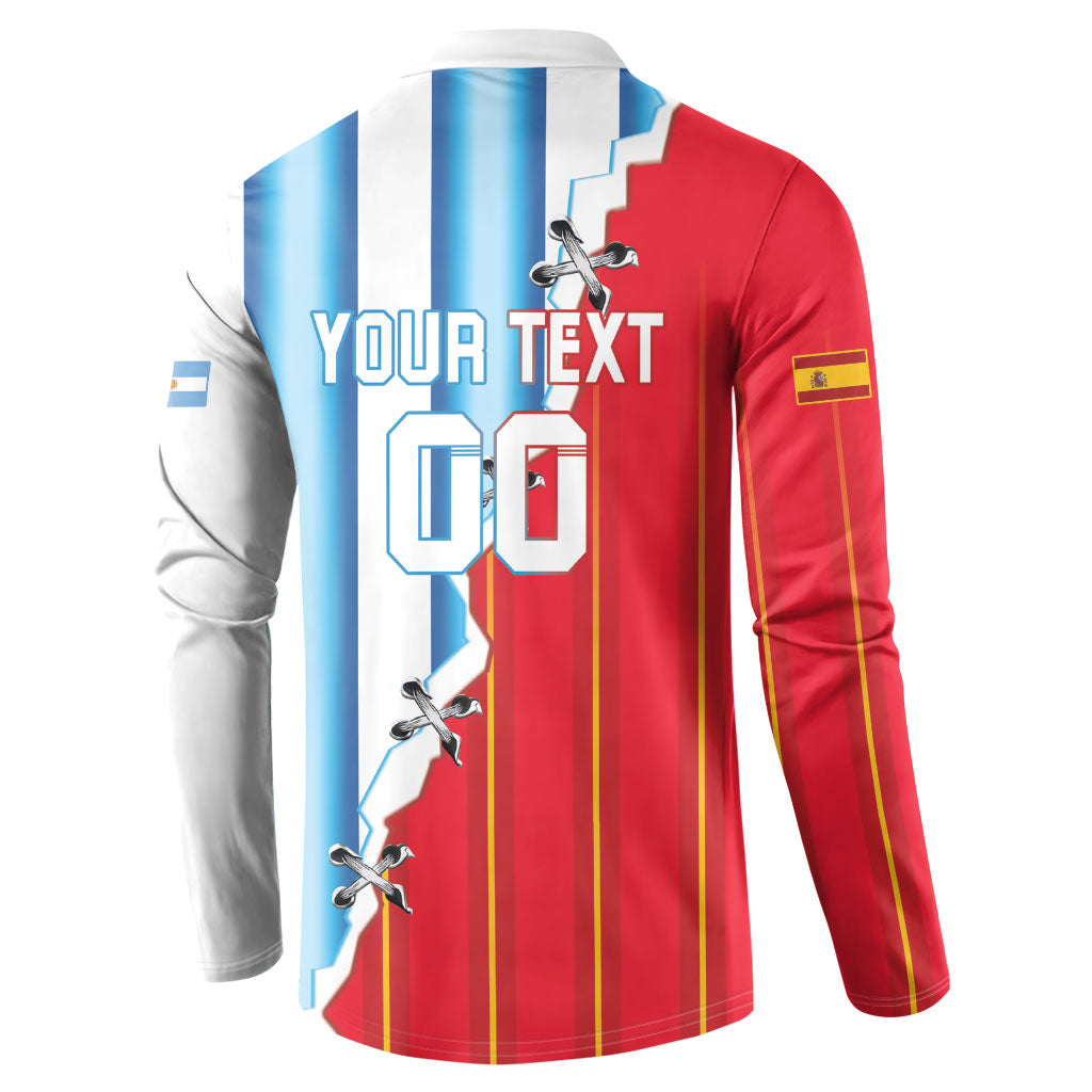 Custom Argentina Spain Football 2026 Button Sweatshirt La Albiceleste La Roja Together