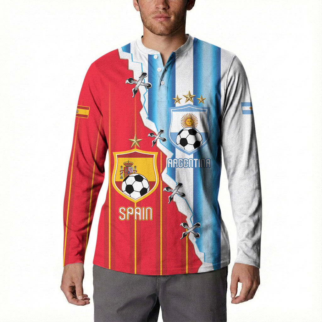 Custom Argentina Spain Football 2026 Button Sweatshirt La Albiceleste La Roja Together