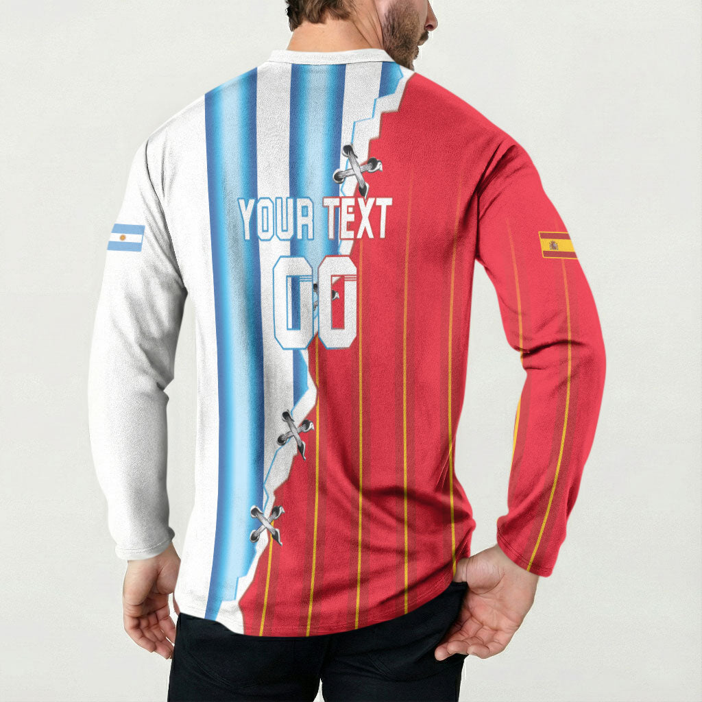 Custom Argentina Spain Football 2026 Button Sweatshirt La Albiceleste La Roja Together