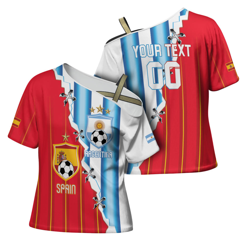 Custom Argentina Spain Football 2026 Cross Shoulder Shirt La Albiceleste La Roja Together