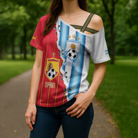 Custom Argentina Spain Football 2026 Cross Shoulder Shirt La Albiceleste La Roja Together