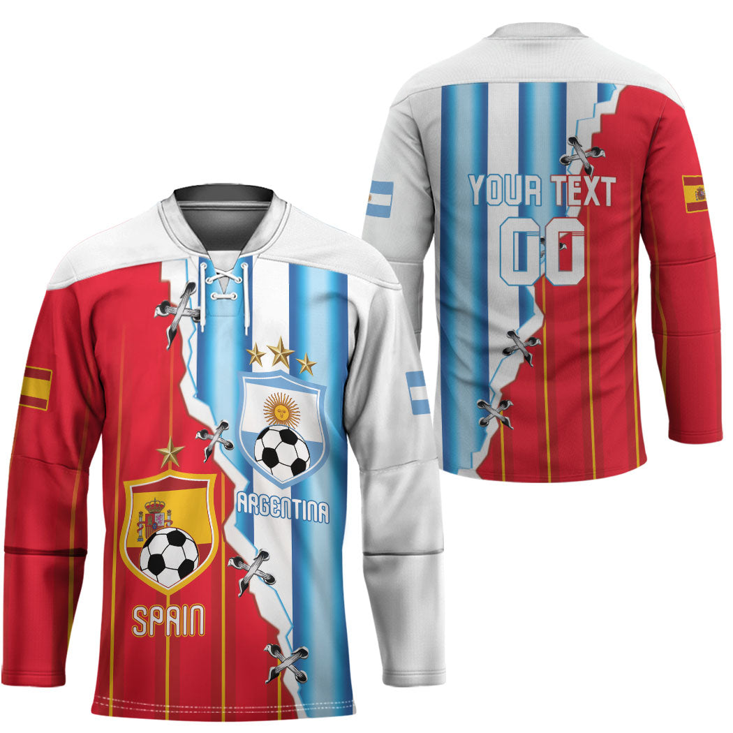 Custom Argentina Spain Football 2026 Hockey Jersey La Albiceleste La Roja Together