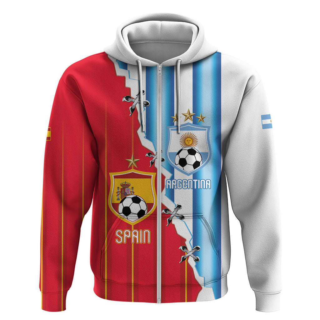Custom Argentina Spain Football 2026 Hoodie La Albiceleste La Roja Together