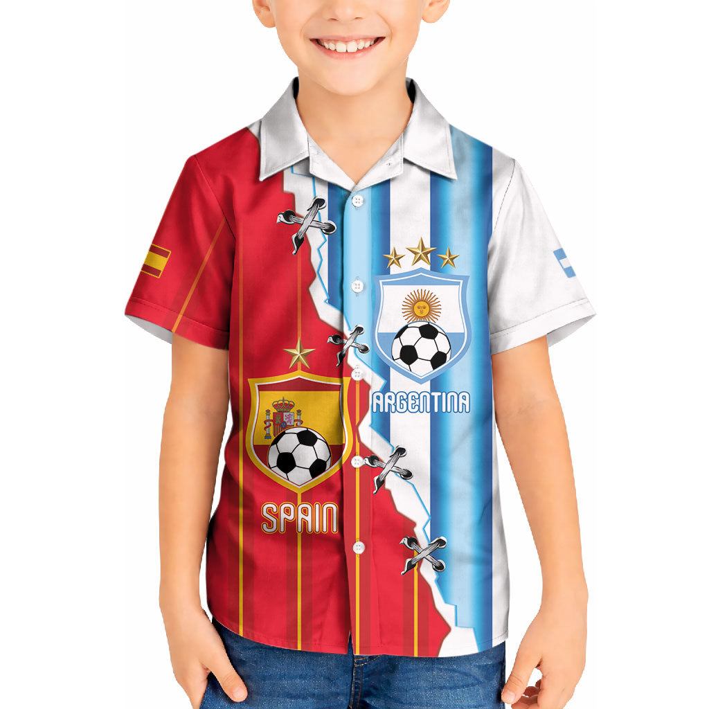 Custom Argentina Spain Football 2026 Kid Hawaiian Shirt La Albiceleste La Roja Together