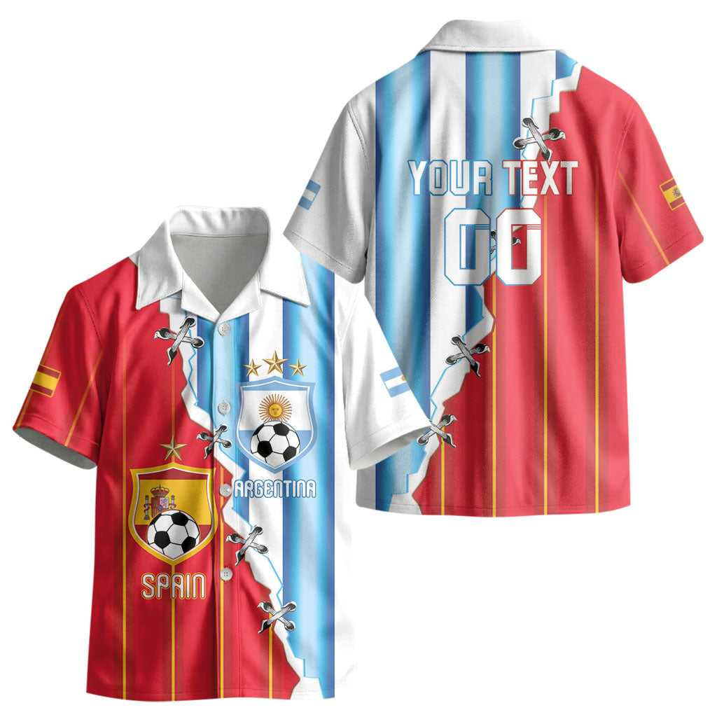 Custom Argentina Spain Football 2026 Kid Hawaiian Shirt La Albiceleste La Roja Together