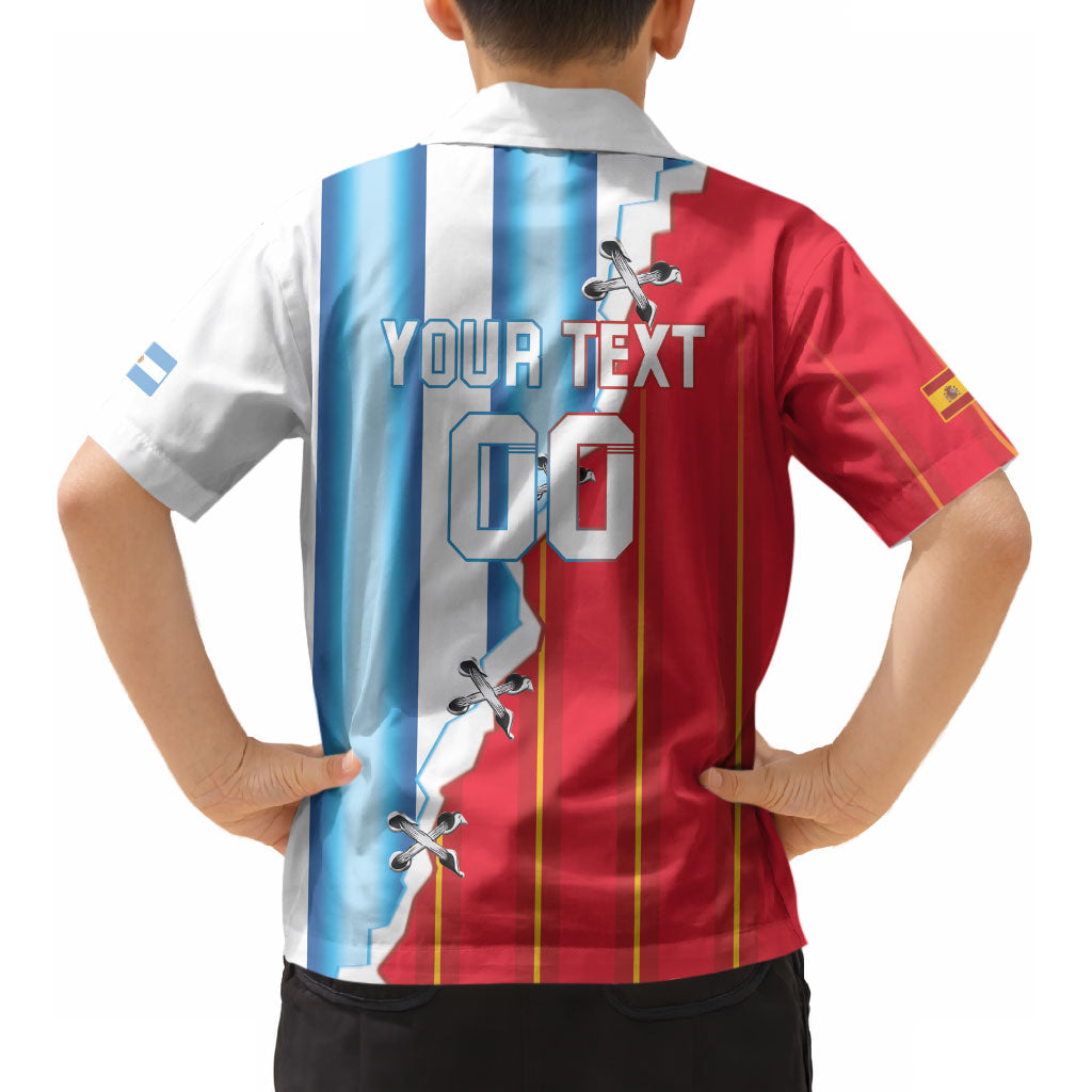 Custom Argentina Spain Football 2026 Kid Hawaiian Shirt La Albiceleste La Roja Together