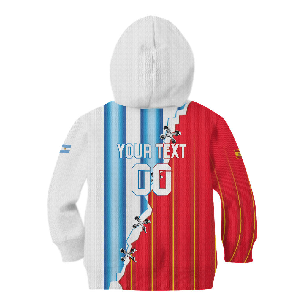 Custom Argentina Spain Football 2026 Kid Hoodie La Albiceleste La Roja Together