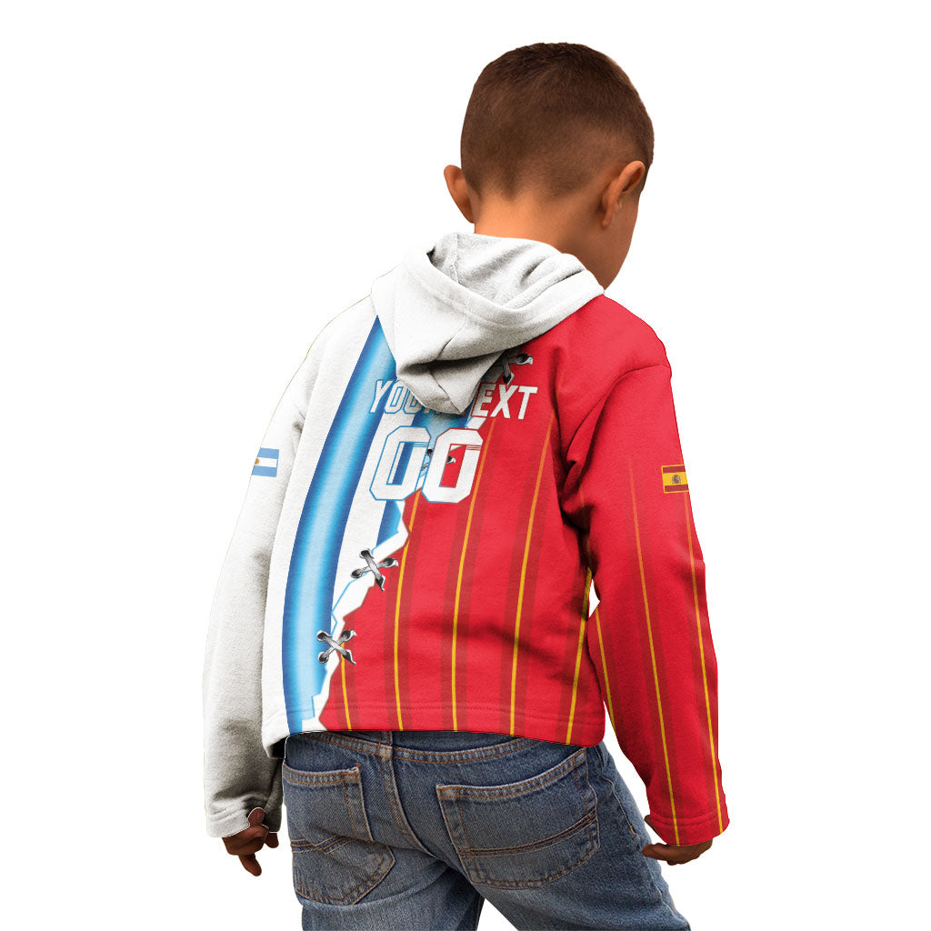 Custom Argentina Spain Football 2026 Kid Hoodie La Albiceleste La Roja Together