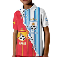 Custom Argentina Spain Football 2026 Kid Polo Shirt La Albiceleste La Roja Together