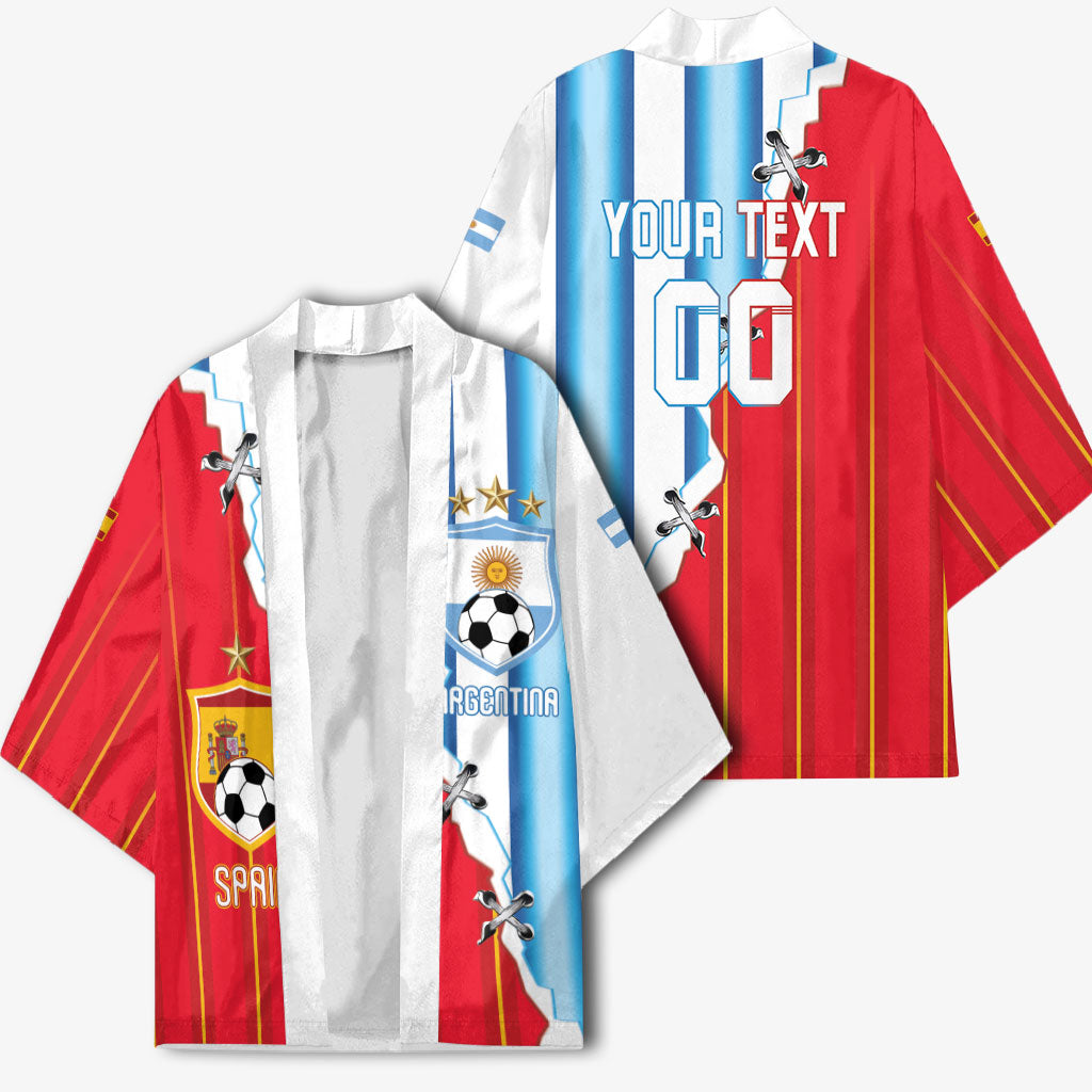 Custom Argentina Spain Football 2026 Kimono La Albiceleste La Roja Together