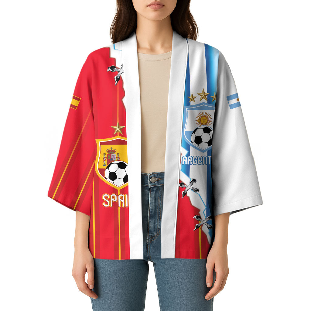 Custom Argentina Spain Football 2026 Kimono La Albiceleste La Roja Together