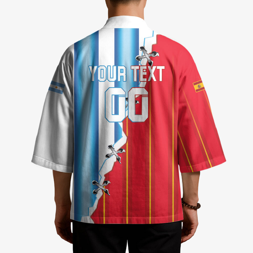Custom Argentina Spain Football 2026 Kimono La Albiceleste La Roja Together