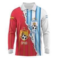 Custom Argentina Spain Football 2026 Long Sleeve Polo Shirt La Albiceleste La Roja Together