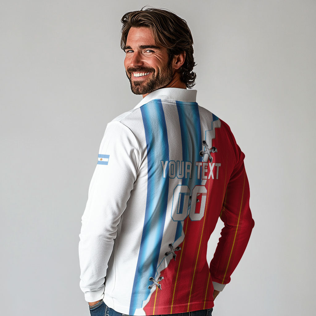 Custom Argentina Spain Football 2026 Long Sleeve Polo Shirt La Albiceleste La Roja Together