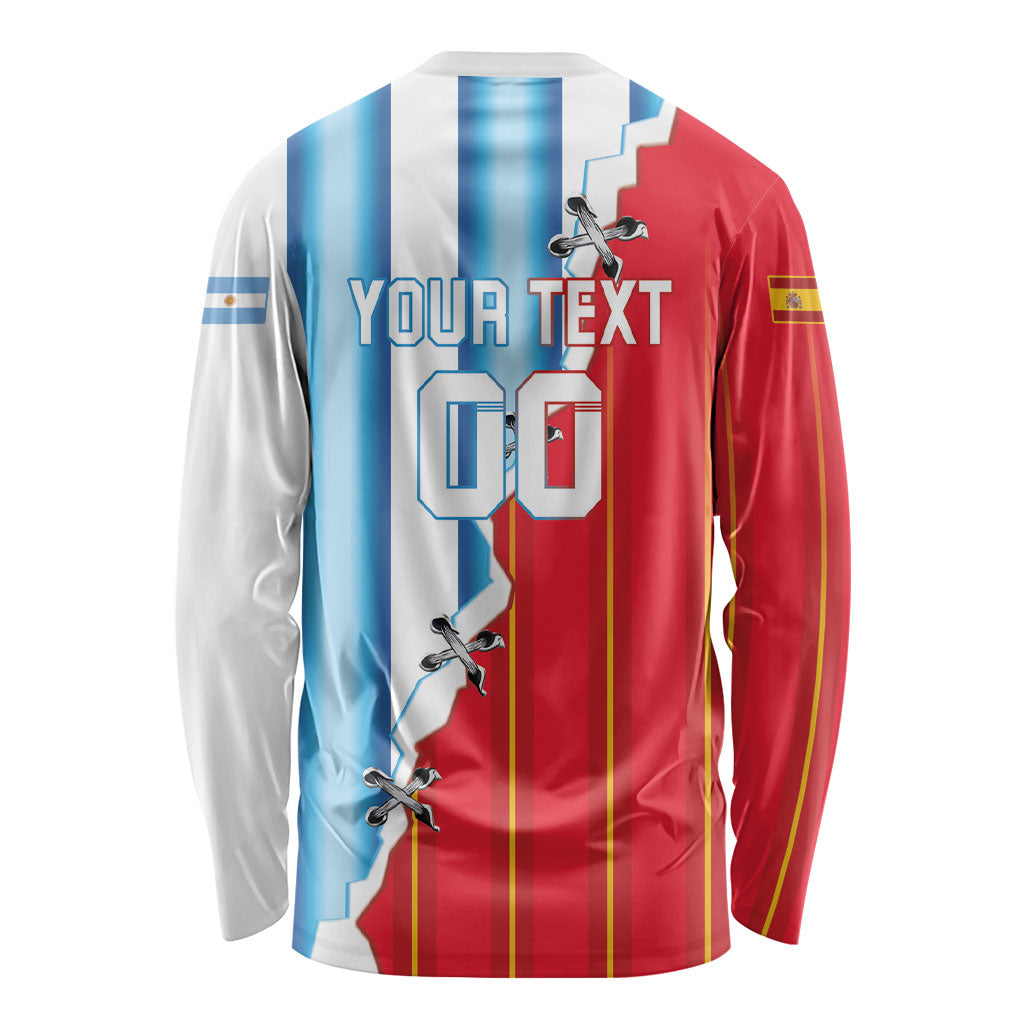 Custom Argentina Spain Football 2026 Long Sleeve Shirt La Albiceleste La Roja Together