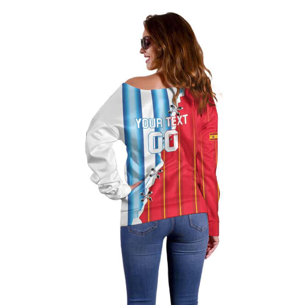 Custom Argentina Spain Football 2026 Off Shoulder Sweater La Albiceleste La Roja Together