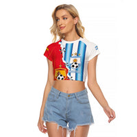 Custom Argentina Spain Football 2026 Raglan Cropped T Shirt La Albiceleste La Roja Together