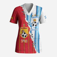 Custom Argentina Spain Football 2026 Scrub Top La Albiceleste La Roja Together