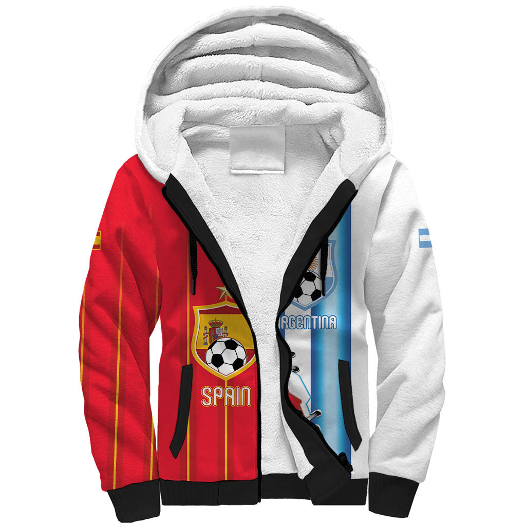 Custom Argentina Spain Football 2026 Sherpa Hoodie La Albiceleste La Roja Together